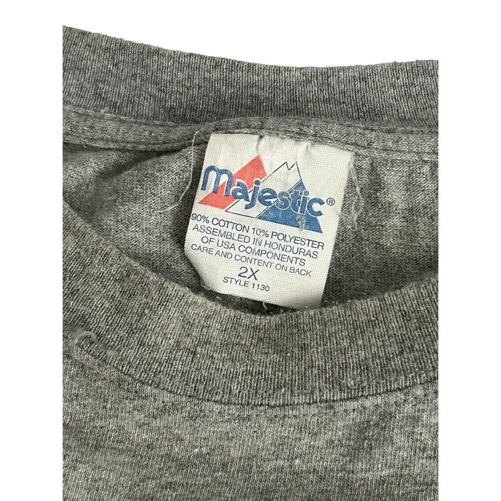Vtg 2003 New York Yankees Majestic T-Shirt Mens 2X Gray MLB Baseball Tee 2000s
